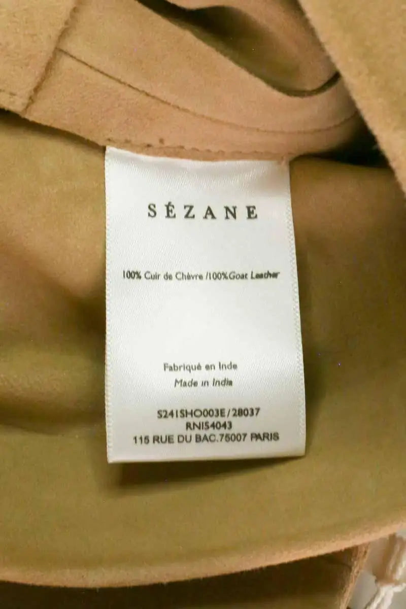 Mini short Sézane Camel en Cuir