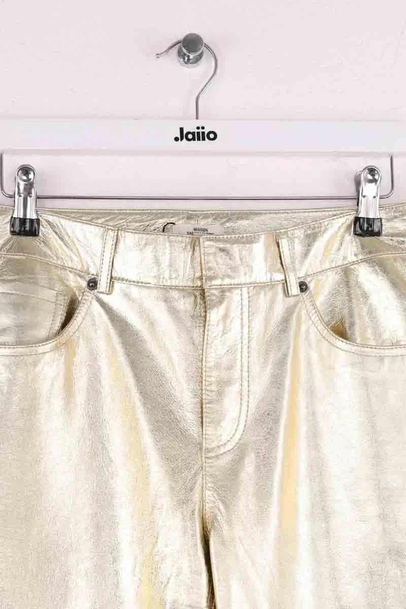 Pantalon Maison Sarah Lavoine Doré en Cuir