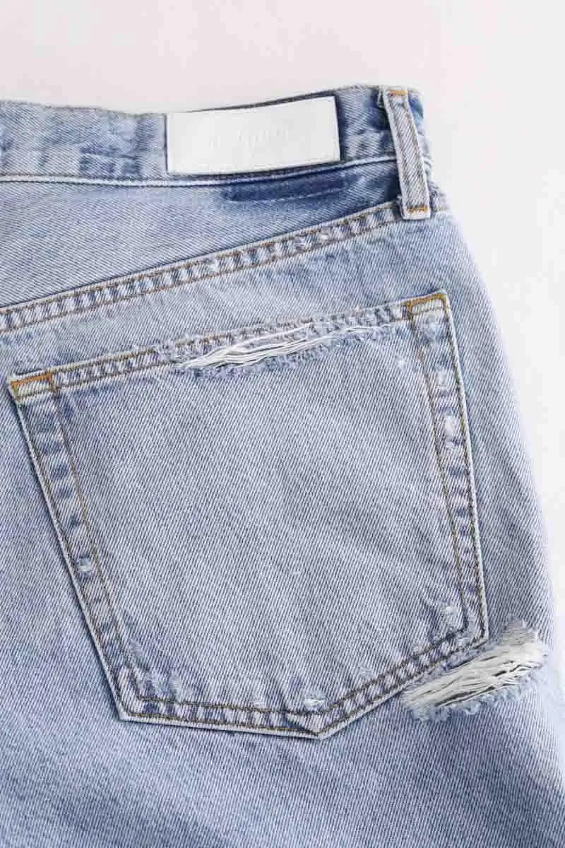 Mini short RE/DONE Bleu en Coton