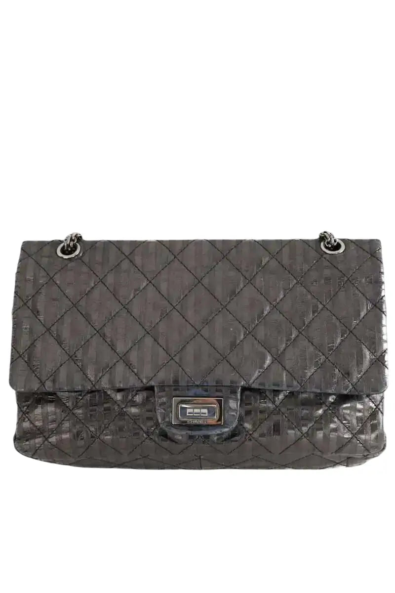 Sac porté épaule Chanel 2.55 Gris en Cuir - Seconde Main