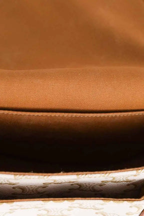 Sac à bandoulière Celine Folco toile triomphe Ecru en Cuir