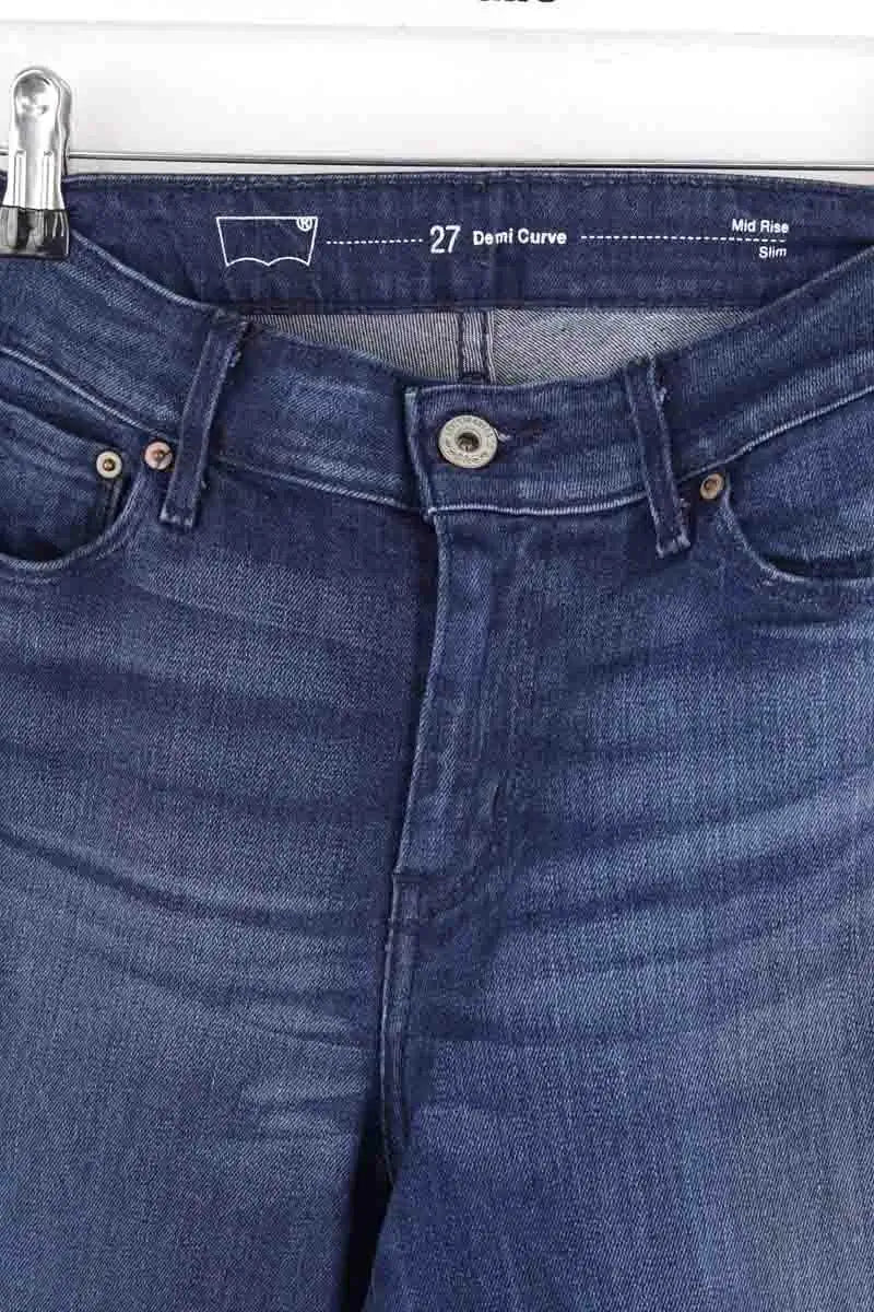 Jean slim Levi's Mid Rise Slim Bleu en Coton