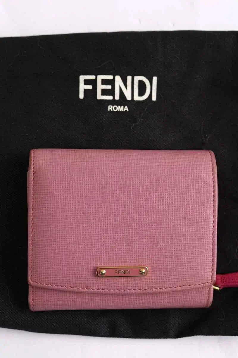 Portefeuille Fendi Rose en Cuir