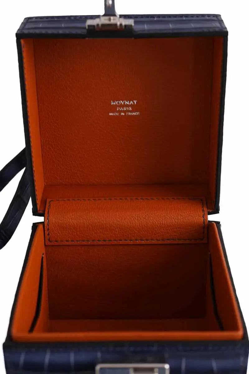 Mini vanity en cuir d'aligator Moynat Bleu en Cuirs exotiques