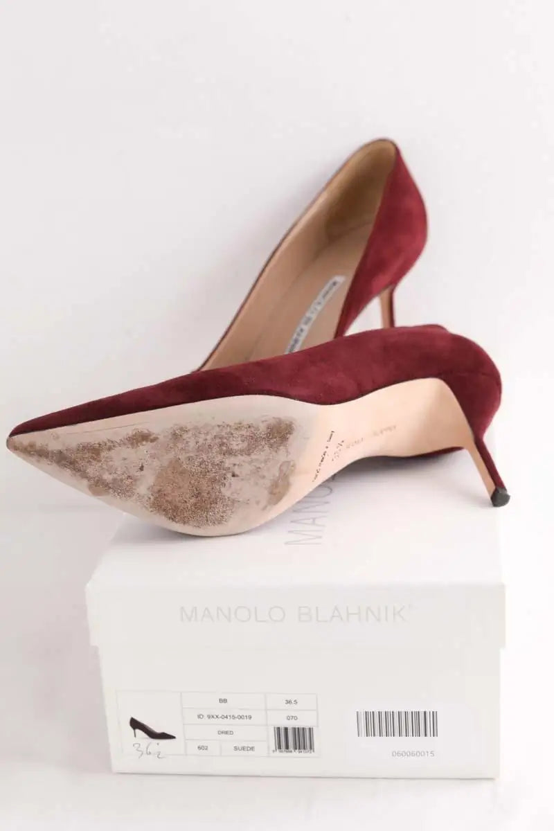 Talons Manolo Blahnik Bordeaux en Cuir