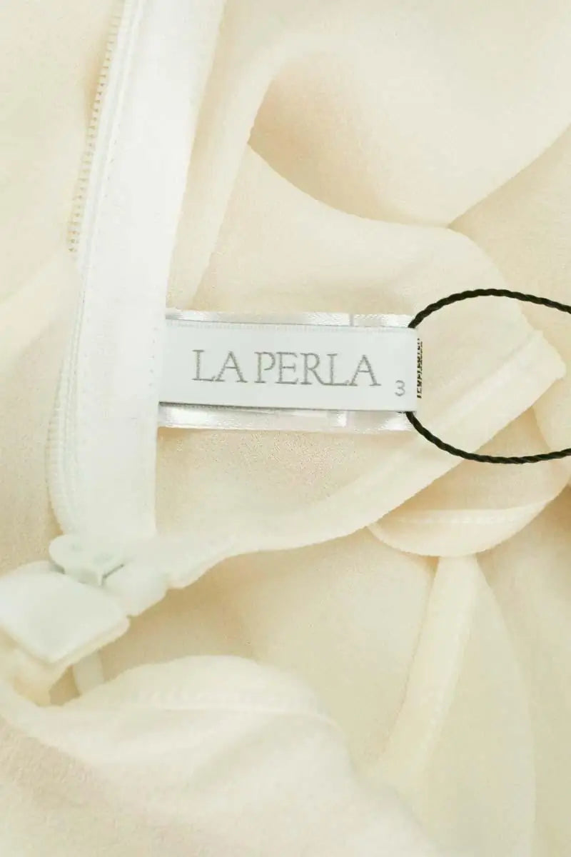 Top sans manche La Perla Beige en Soie