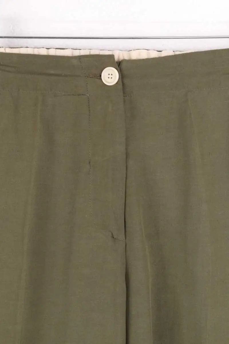 Pantalon droit Momoni Kaki en Viscose