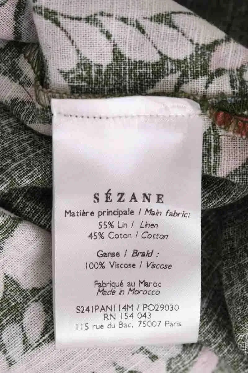 Pantalon Sézane Vert en Lin