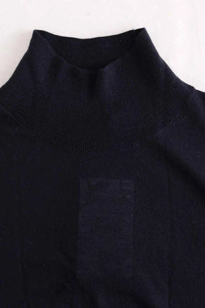 Top ME + EM High neck sleeveless top Marine en Laine