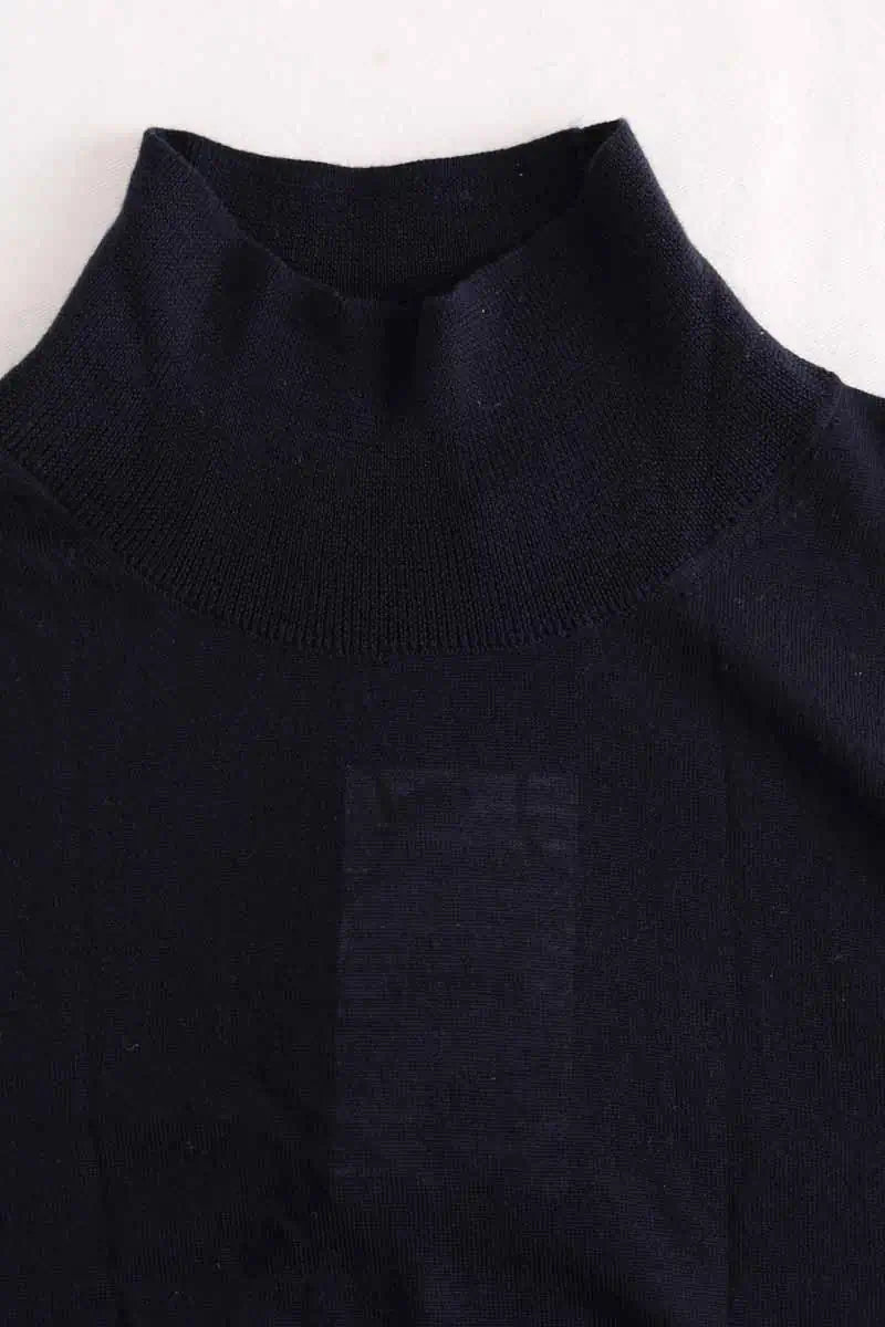 Top ME + EM High neck sleeveless top Marine en Laine
