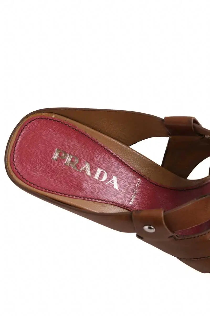 Mules Prada Marron en Cuir