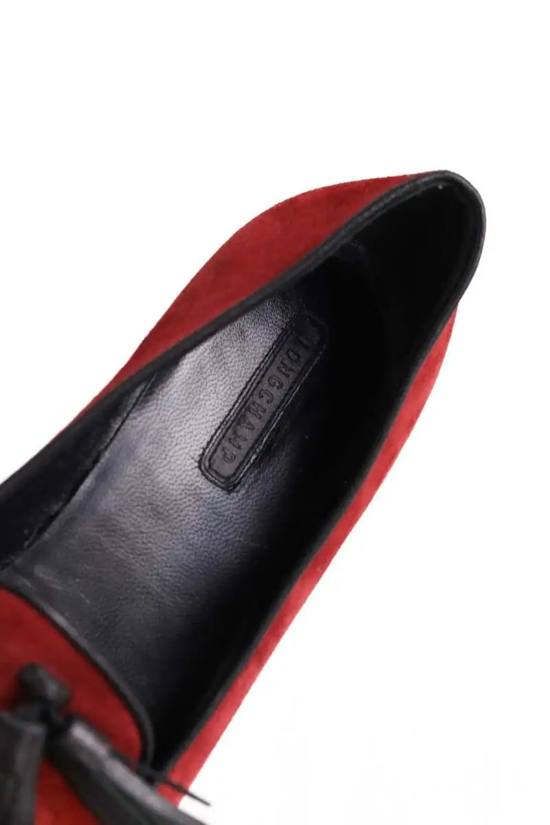 Ballerines Longchamp Bordeaux en Daim