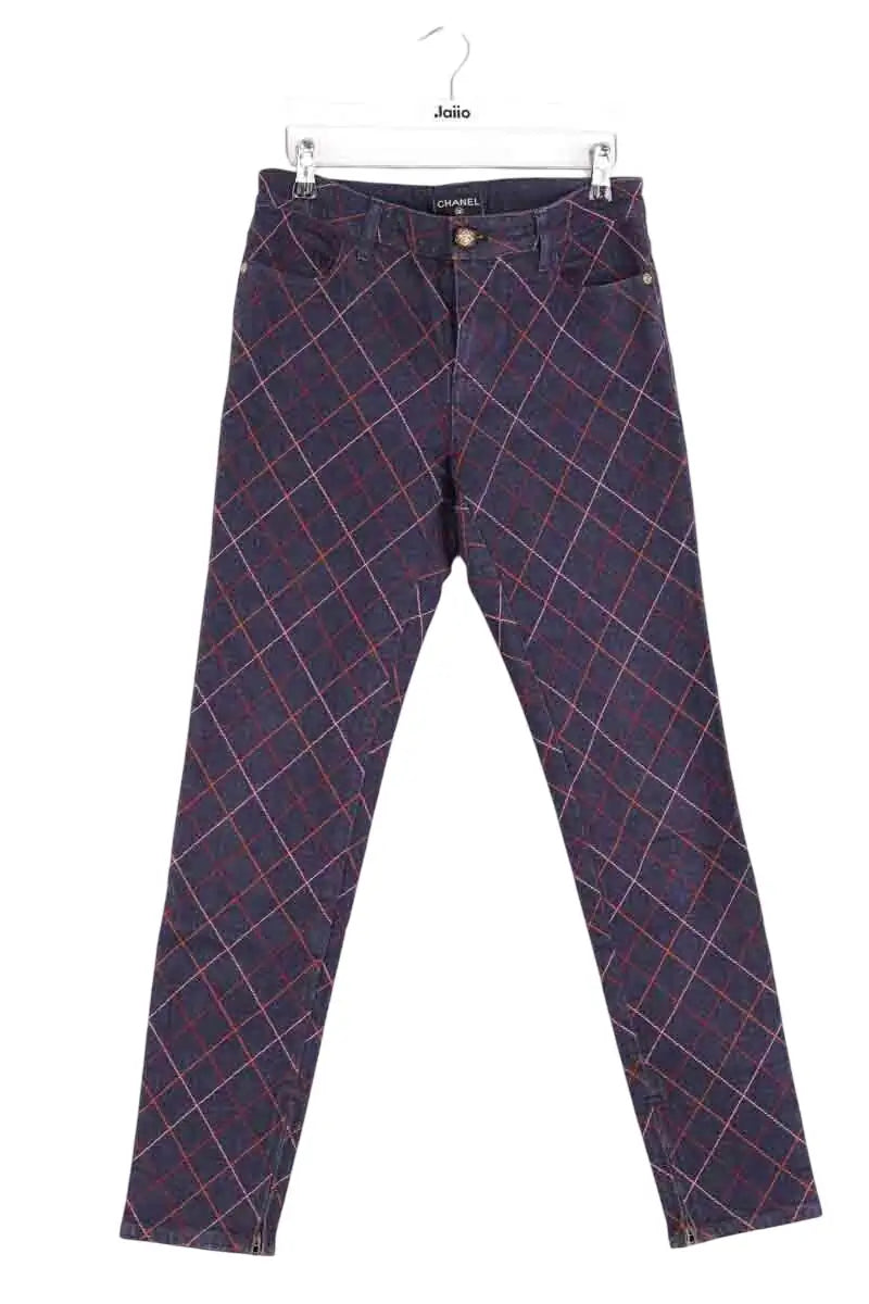 Jean droit Chanel Marine en Coton, taille M - Seconde Main