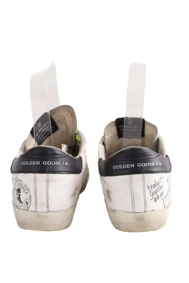 Baskets Golden Goose Graffiti Blanc en Cuir