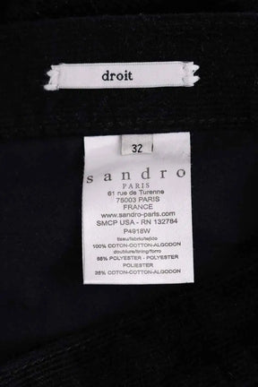 Pantalon droit Sandro Marine en Velours