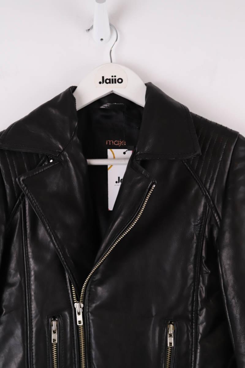Veste en cuir Maje  Noir