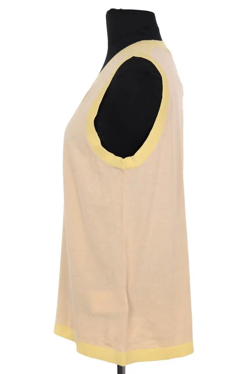 Top sans manche Paule Ka Beige en Soie