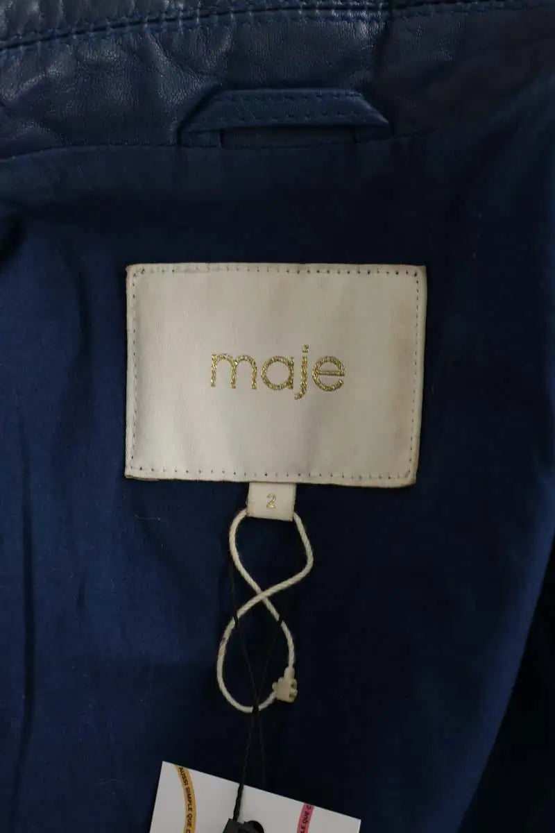 Veste Maje Bleu en Cuir