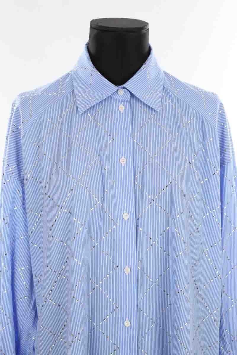 Chemisier Fluide En Jean SANDRO - Taille 1 (XS/34) - Bleu - Occasion Très Bon état