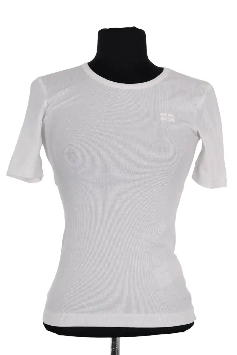 T-shirt Ganni Blanc en Coton, taille XXS - Seconde Main