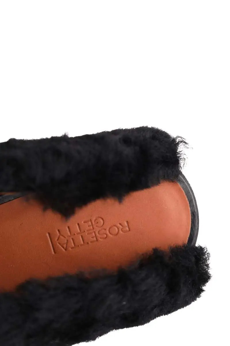 Ballerines Rosetta Getty Loafers slide Noir en Fourrure