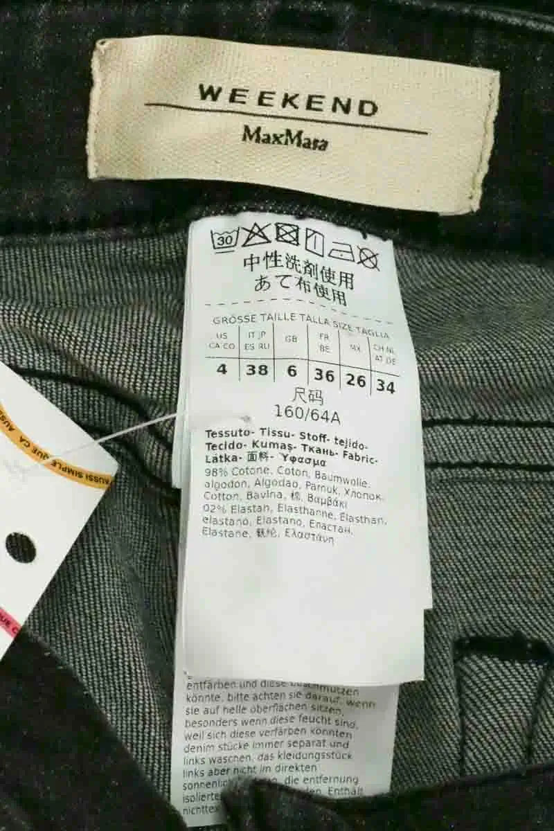 Jean droit Max Mara Anthracite en Coton