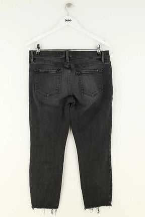 Jean slim Frame Le Garçcon Crop Noir en Coton