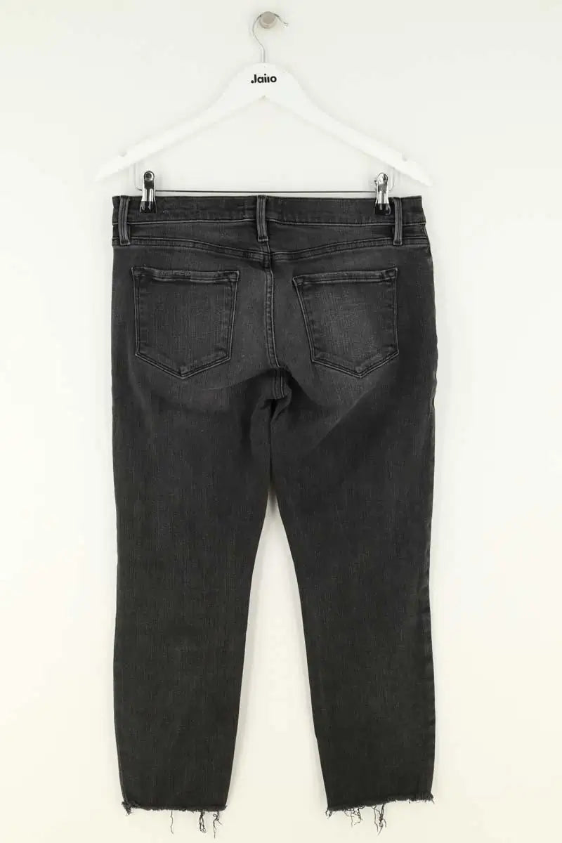 Jean slim Frame Le Garçcon Crop Noir en Coton