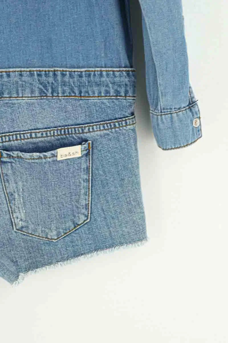 Combishort Ba&Sh Bleu en Coton