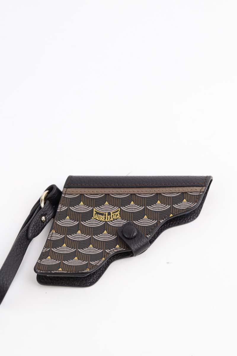 Miroir de poche en cuir Fauré Le Page  Marron