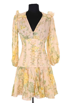 Robe Zimmermann Rose en Lin, taille XS - Seconde Main