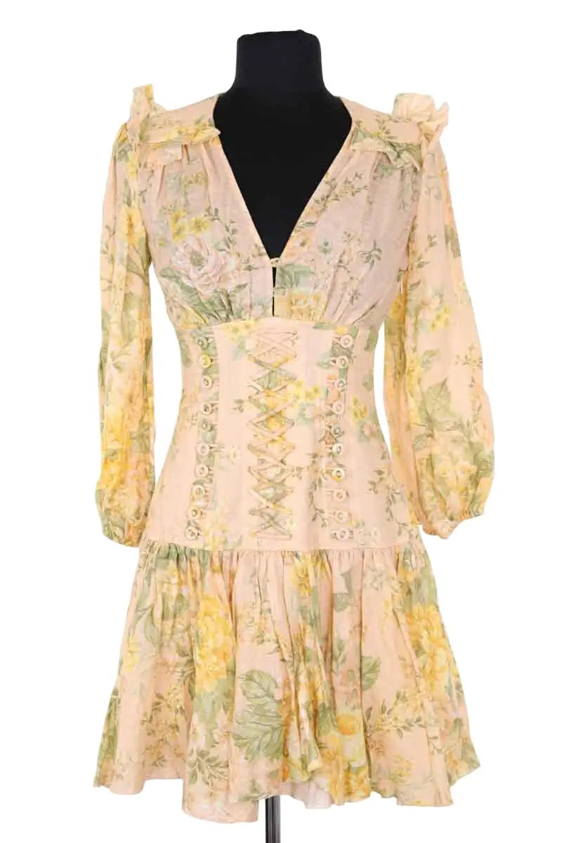 Robe Zimmermann Rose en Lin, taille XS - Seconde Main