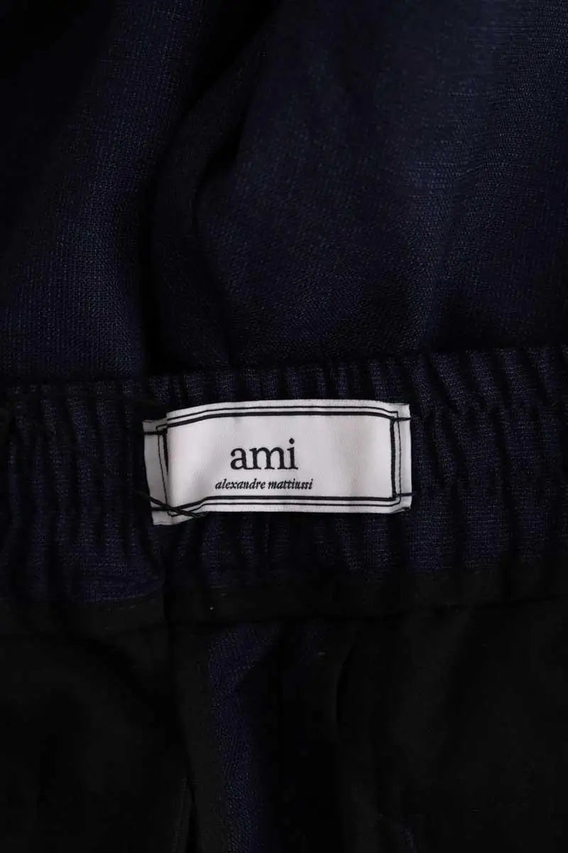 Pantalon droit Ami Bleu en Laine