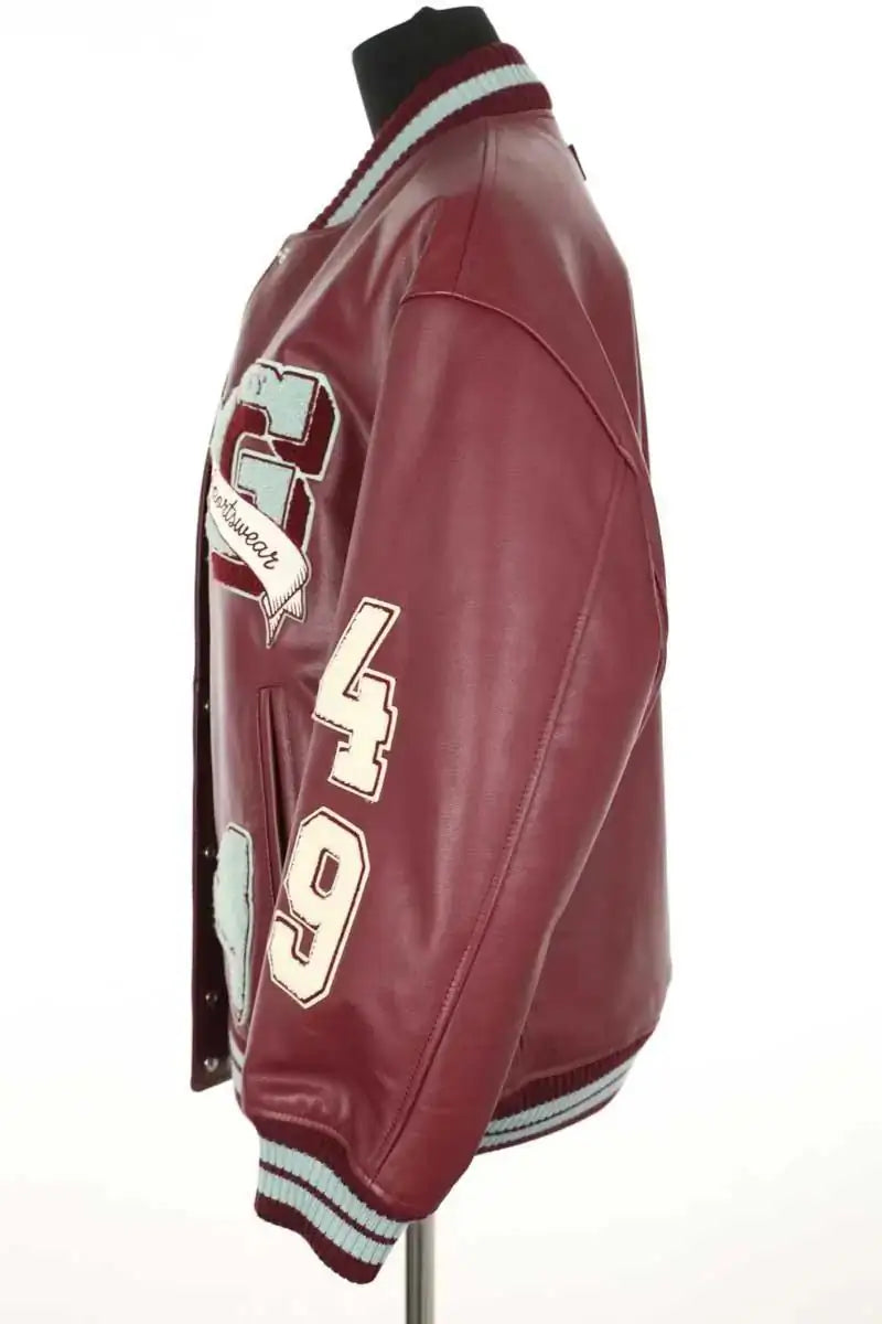 Blouson Gant Bordeaux en Cuir