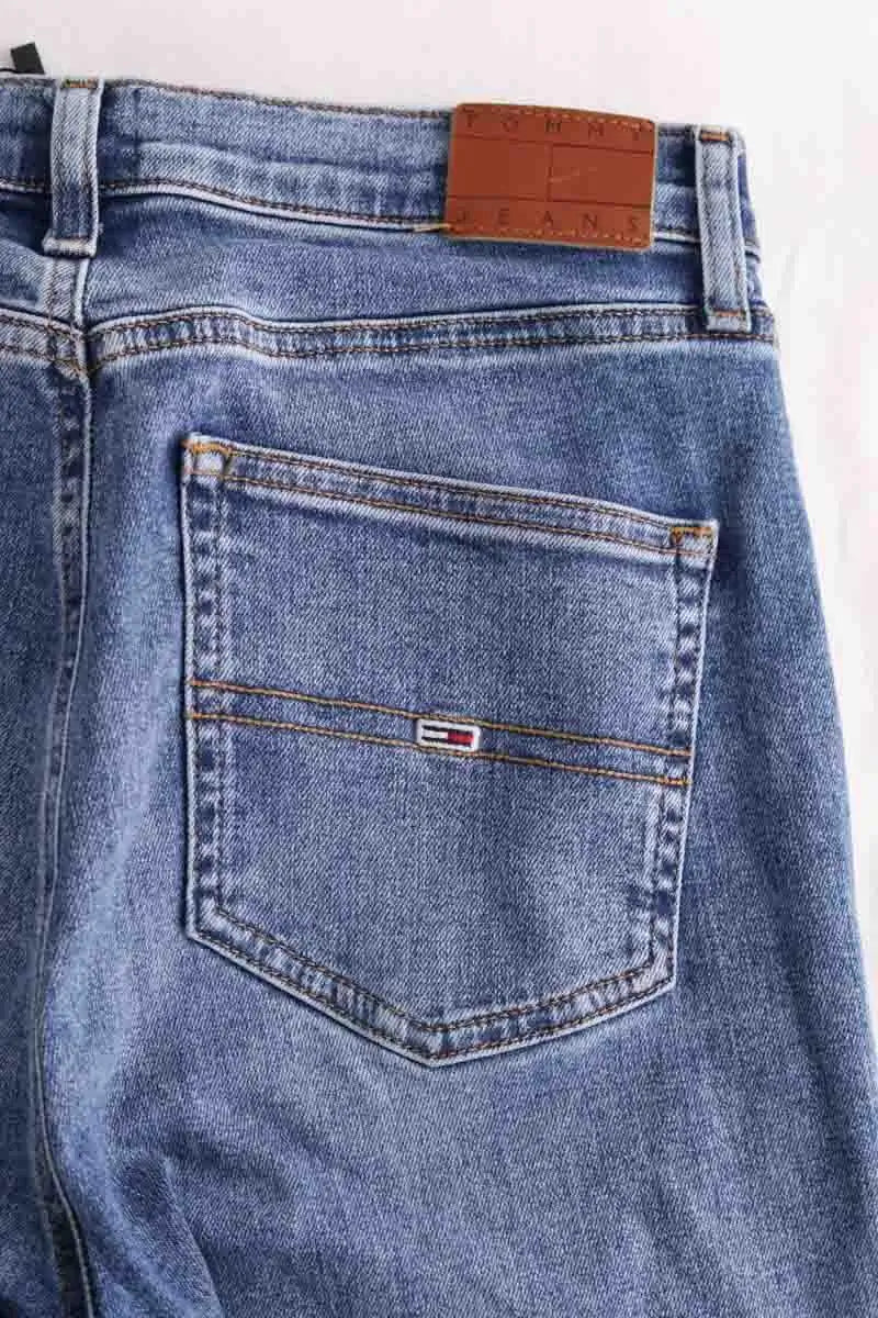 Jean droit Tommy Hilfiger Bleu en Coton