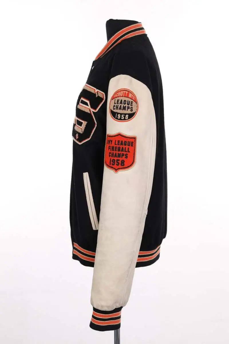 Blouson Schott Noir en Laine