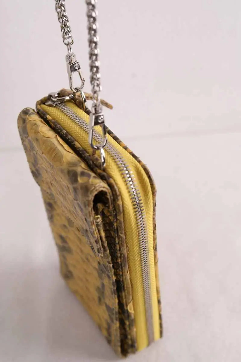 Portefeuille Sista Jaune en Cuirs exotiques