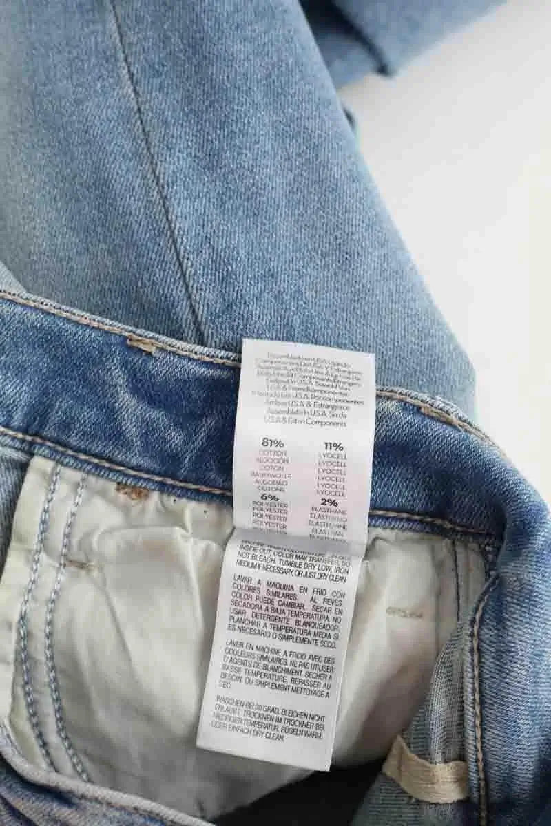 Jean droit Mother The Hustler Ankle Fray Bleu en Coton