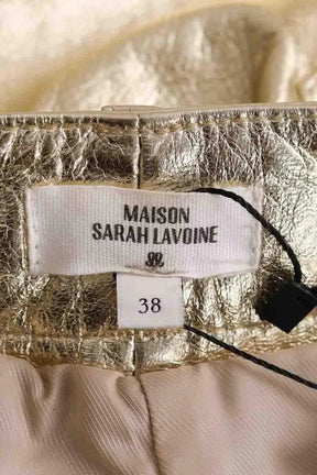 Pantalon Maison Sarah Lavoine Doré en Cuir