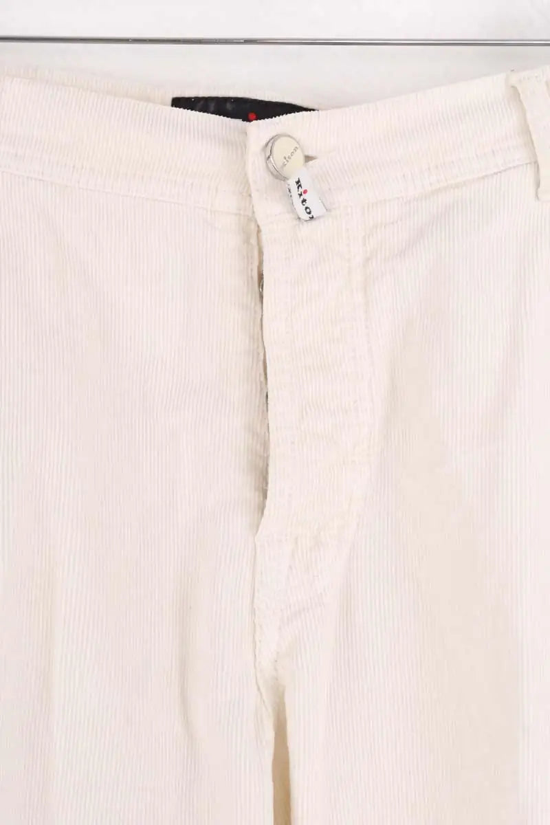 Pantalon droit Kiton Blanc en Coton