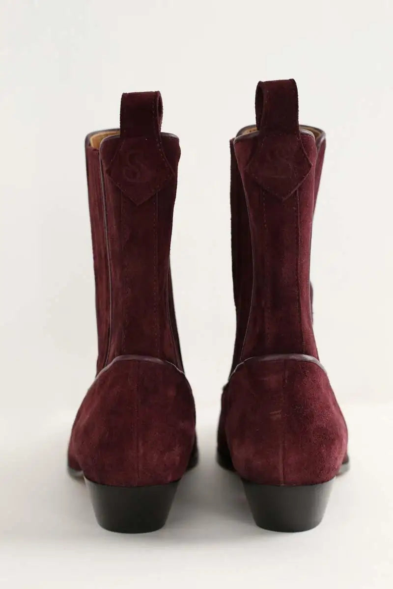 Boots Socque Bordeaux en Daim