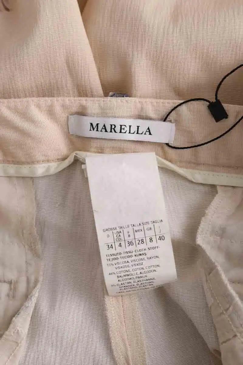 Pantalon droit Marella Beige en Viscose