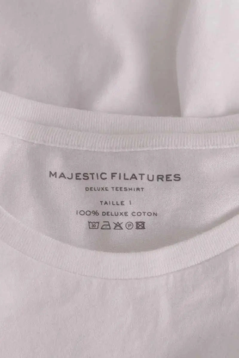 T-shirt Majestic Filatures Blanc en Coton
