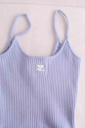 Top sans manche Courrèges Bleu en Viscose