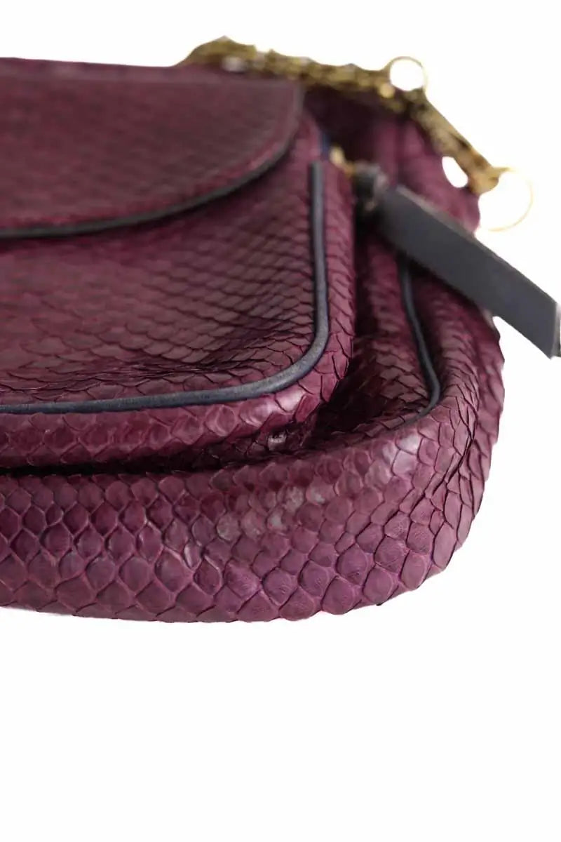 Sac à bandoulière Claris Virot Violet en Cuir
