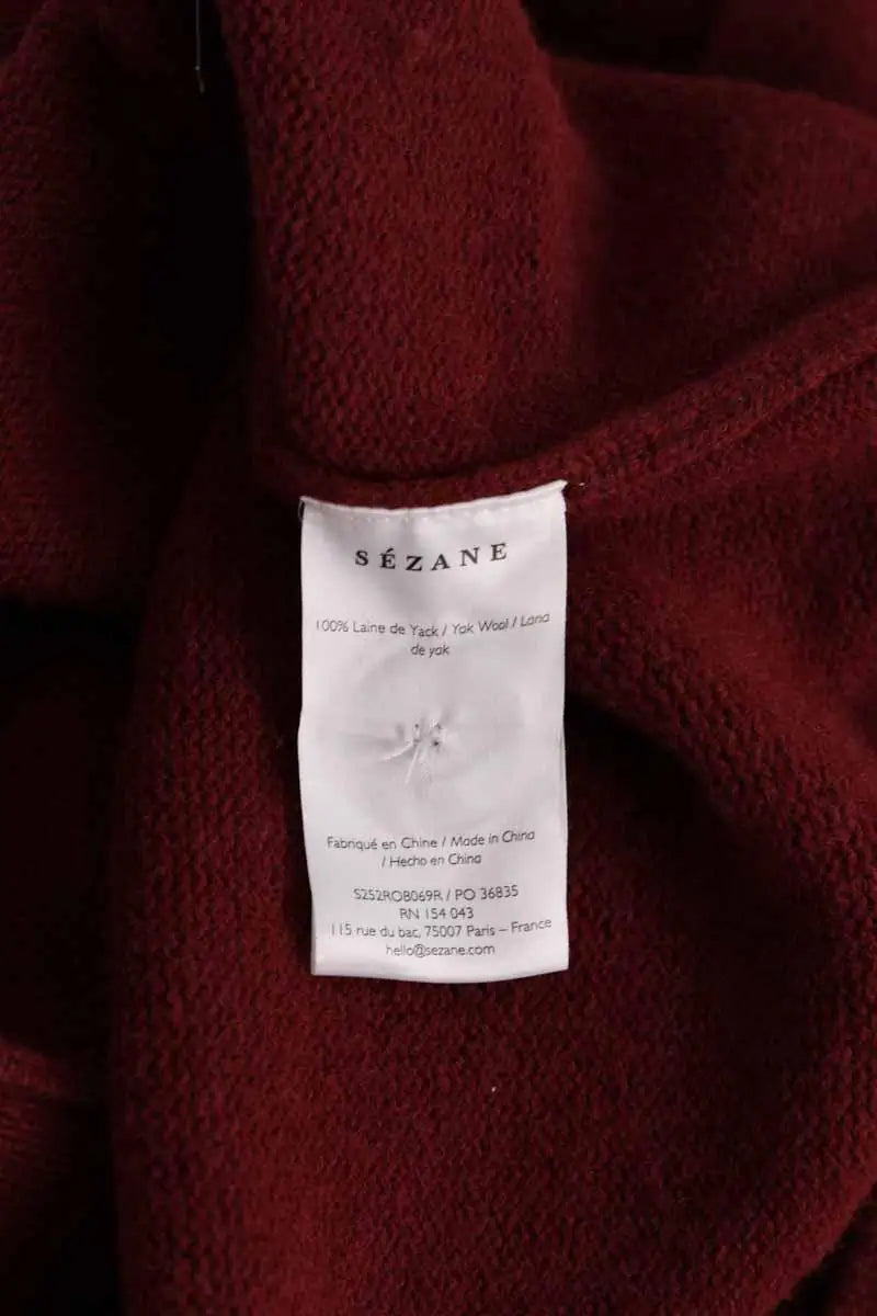 Cardigan Sézane Bordeaux en Laine