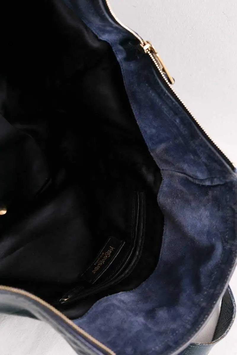 Cabas Yves Saint Laurent Bleu en Cuir verni