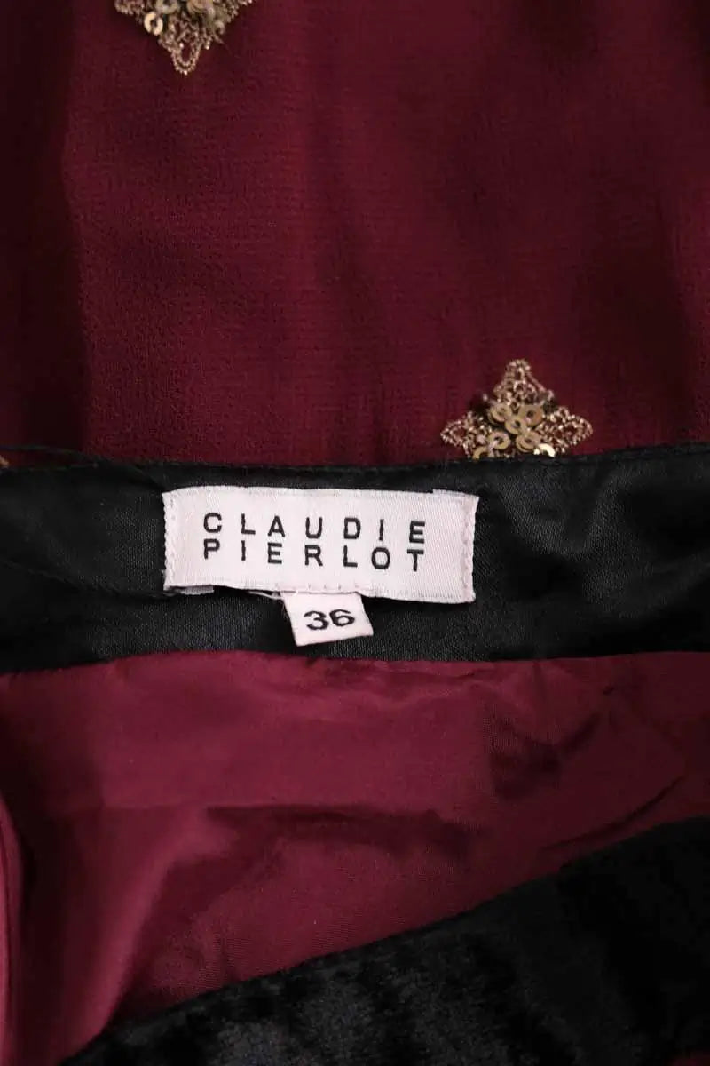 Mini jupe Claudie Pierlot Bordeaux en Synthétique