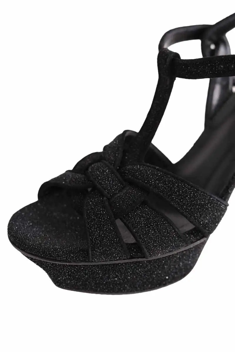 Talons Saint Laurent Noir en Cuir