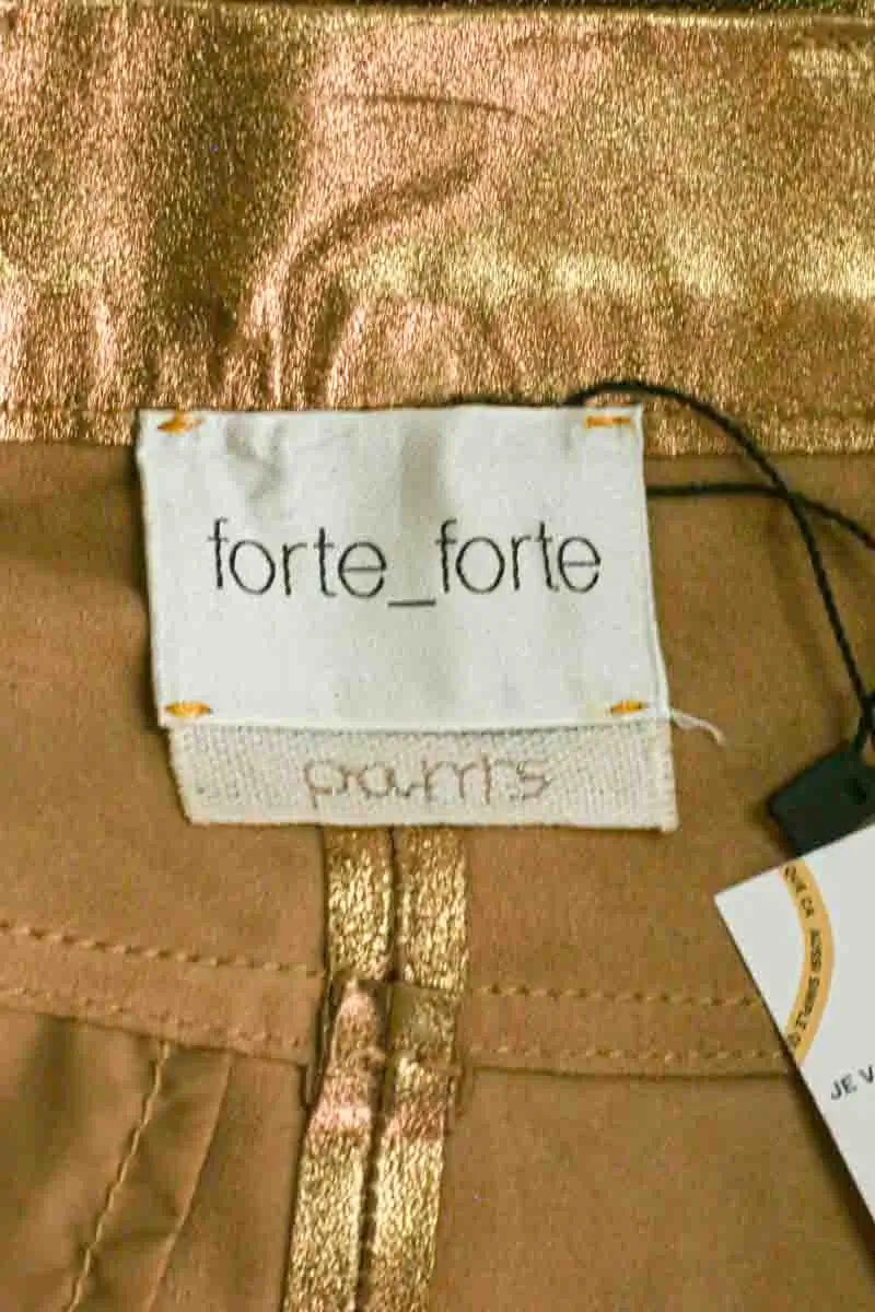 Pantalon droit Forte_Forte Doré en Cuir